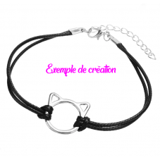 4 Connecteurs Tête de Chat Argenté 19x17mm