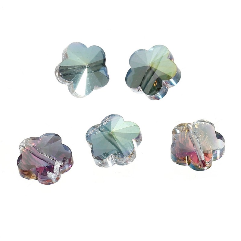 5 Perles en Verre à Facettes Fleur 10mm