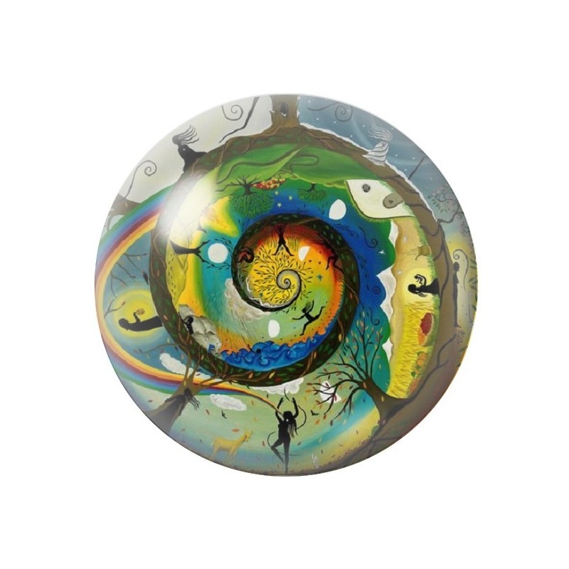 Cabochon en Verre Illustré Motif Fantaisie Saisons 12 à 25mm