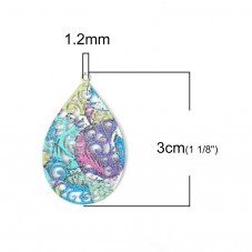 4 Breloques Goutte Estampe Filigrane en Métal 30x19mm