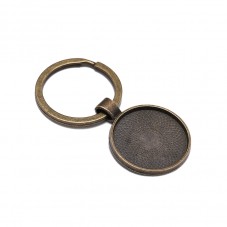 Support Porte-Clés Argenté ou Bronze pour Cabochon 25mm