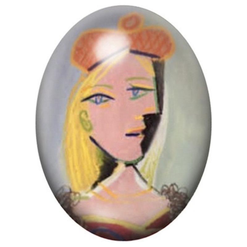 Cabochon en Verre Illustré Portrait Cubiste d’Anabelle 13x18, 18x25 ou 30x40mm