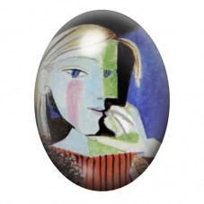 Cabochon en Verre Illustré Portrait de Marie-Thérèse aux Tons Pastel 13x18, 18x25 ou 30x40mm pour la création de bijoux fantaisi