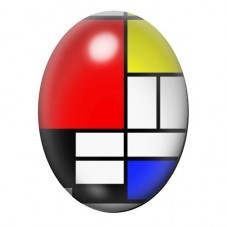 Cabochon en Verre Illustré Composition Mondrian au Grand Rouge 13x18, 18x25 ou 30x40mm pour la création de bijoux fantaisie - DI
