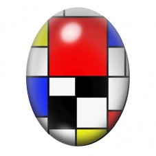 Cabochon en Verre Illustré Composition Mondrian Rouge, Noir et Blanc 13x18, 18x25 ou 30x40mm pour la création de bijoux fantaisi