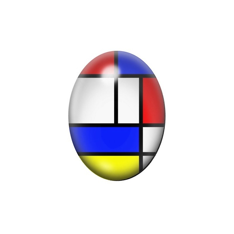 Cabochon en Verre Illustré Peinture Mondrian 13x18, 18x25 ou 30x40mm