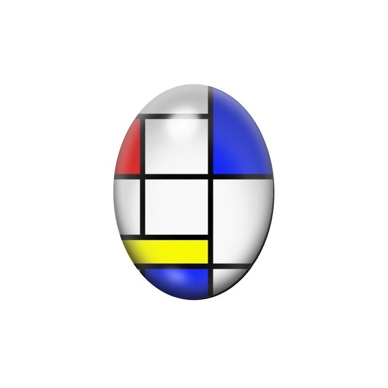 Cabochon en Verre Illustré Peinture Mondrian 13x18, 18x25 ou 30x40mm