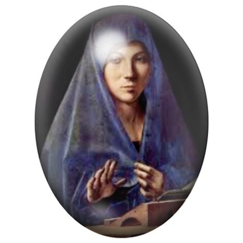 Cabochon en Verre Illustré Femme Voilée à la Tasse 13x18, 18x25 ou 30x40mm