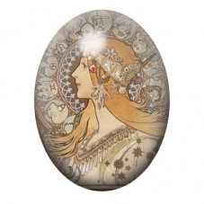 Cabochon en Verre Illustré Profil Art Nouveau aux Signes du Zodiaque 13x18, 18x25 ou 30x40mm pour la création de bijoux fantaisi