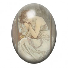 Cabochon en Verre Illustré Femme Endormie en Robe Blanche 13x18, 18x25 ou 30x40mm pour la création de bijoux fantaisie - DIY