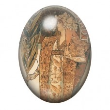 Cabochon en Verre Illustré Femme au Kimono et à l’Éventail 13x18, 18x25 ou 30x40mm pour la création de bijoux fantaisie - DIY