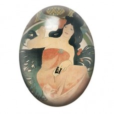 Cabochon en Verre Illustré Femme au Champagne Art Nouveau 13x18, 18x25 ou 30x40mm pour la création de bijoux fantaisie - DIY