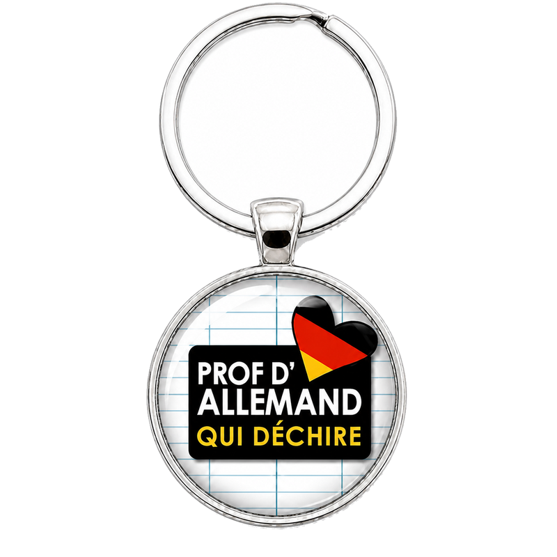 Porte-Clé Fait Main Prof d’Allemand qui Déchire 25mm