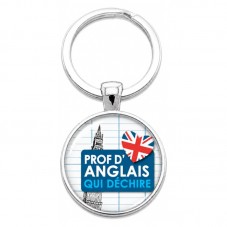 Porte-Clé Fait Main Prof d’Anglais qui Déchire 25mm pour la Création de Bijoux Fantaisie - DIY