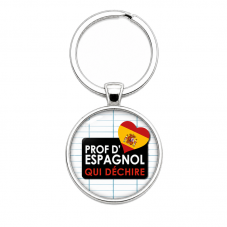 Porte-Clé Fait Main Prof d’Espagnol qui Déchire 25mm pour la Création de Bijoux Fantaisie - DIY