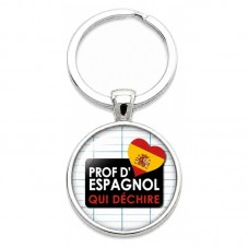 Porte-Clé Fait Main Prof d’Espagnol qui Déchire 25mm pour la Création de Bijoux Fantaisie - DIY