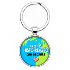 Porte-clé "Prof d’Hist-Géo qui Déchire" Cadeau Original Humour Anniversaire Noël pour la Création de Bijoux Fantaisie - DIY