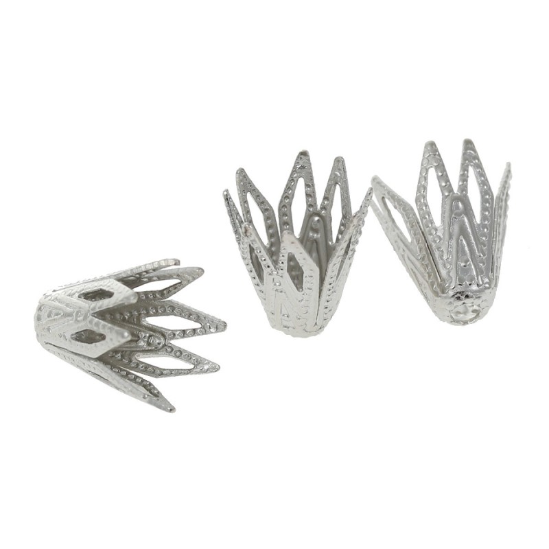 5 Coupelles Calottes Cône Filigrane Argenté pour Perles 8mm