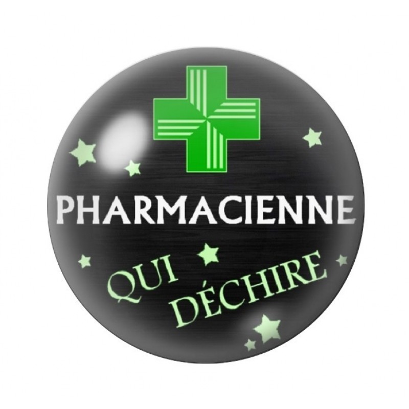 Cabochon en Verre Illustré Thème Médical "Pharmacienne qui Déchire" 12 à 25mm
