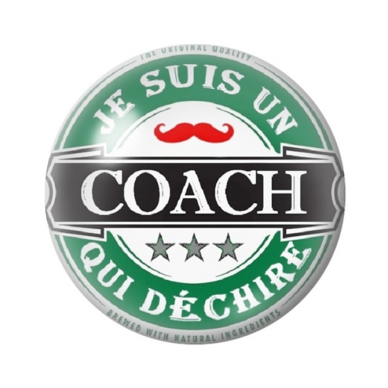 Cabochon en Verre Illustré "Je suis un Coach qui Déchire" 12 à 25mm