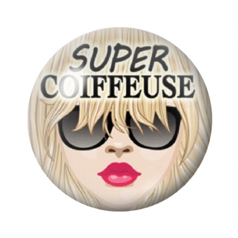 Cabochon en Verre Illustré "Super Coiffeuse" 12 à 25mm