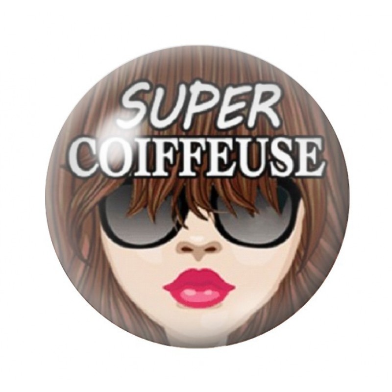 Cabochon en Verre Illustré "Super Coiffeuse" 12 à 25mm