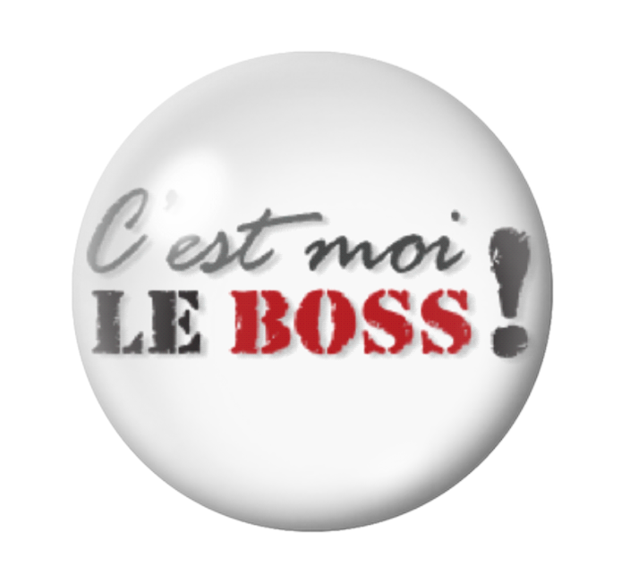 Cabochon en Verre Illustré "C'est moi le Boss" 12 à 25mm