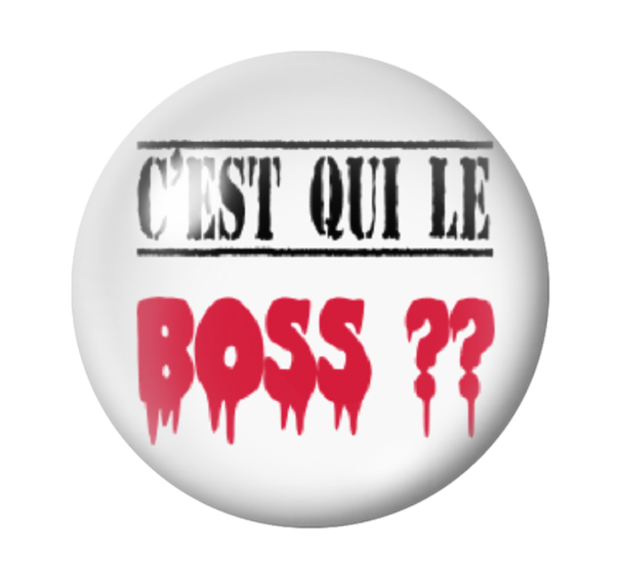 Cabochon en Verre Illustré "C'est qui le Boss ?" 12 à 25mm