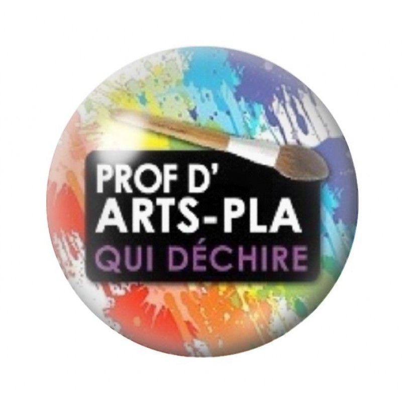 Cabochon en Verre Illustré "Prof d'Art-Pla qui Déchire" 12 à 25mm