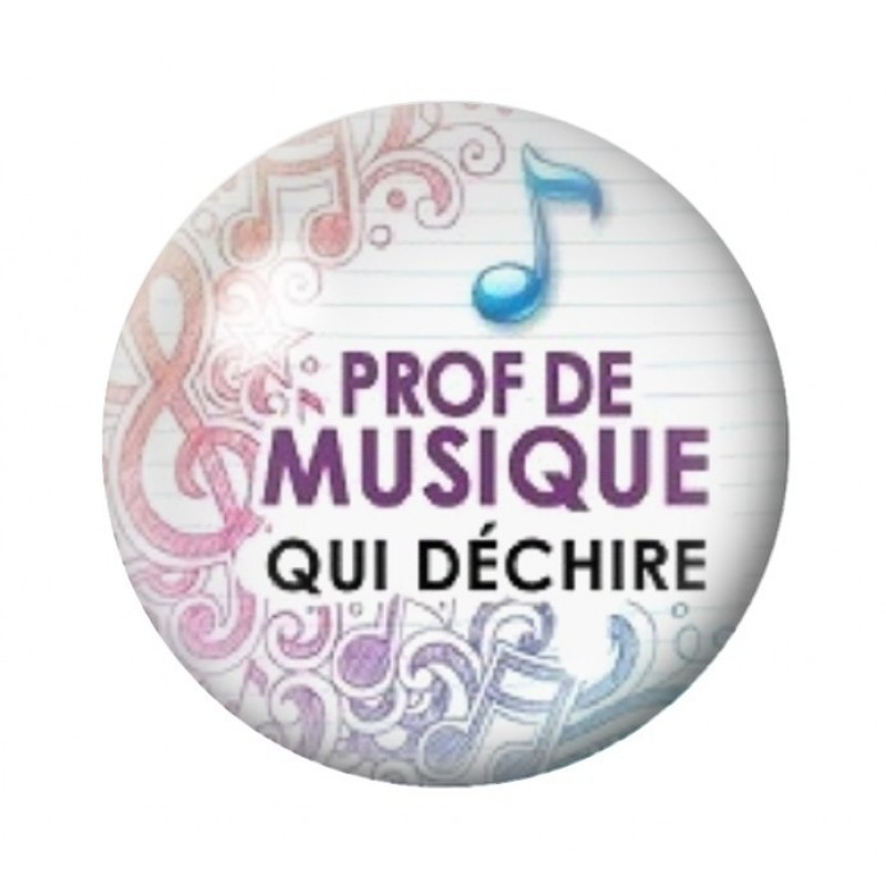 Cabochon en Verre Illustré "Prof de Musique qui Déchire" 12 à 25mm