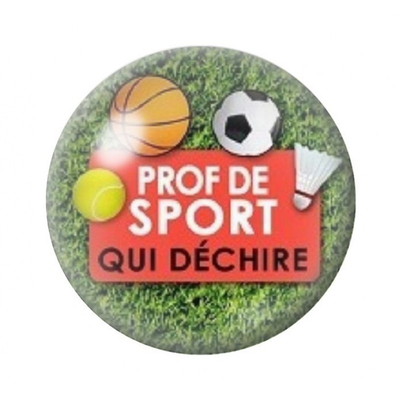 Cabochon en Verre Illustré "Prof de Sport qui Déchire" 12 à 25mm