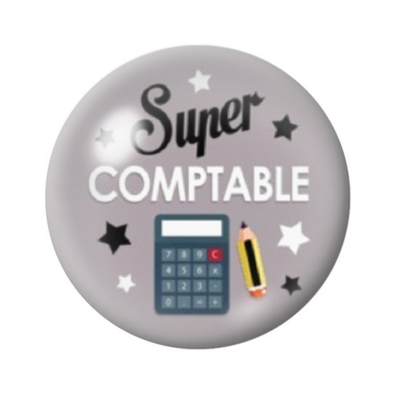 Cabochon en Verre Illustré "Super Comptable" 12 à 25mm