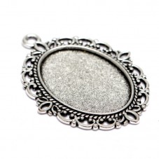 2 Supports Pendentifs Argentés pour Cabochon Ovale 13x18mm