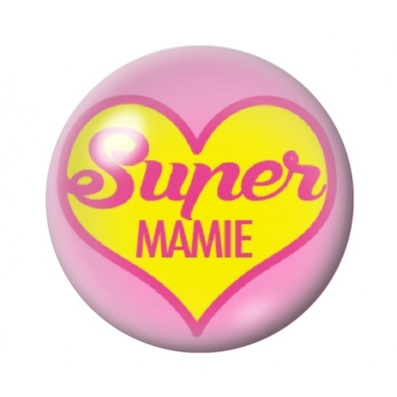 Cabochon en Verre Illustré "Super Mamie" 12 à 25mm