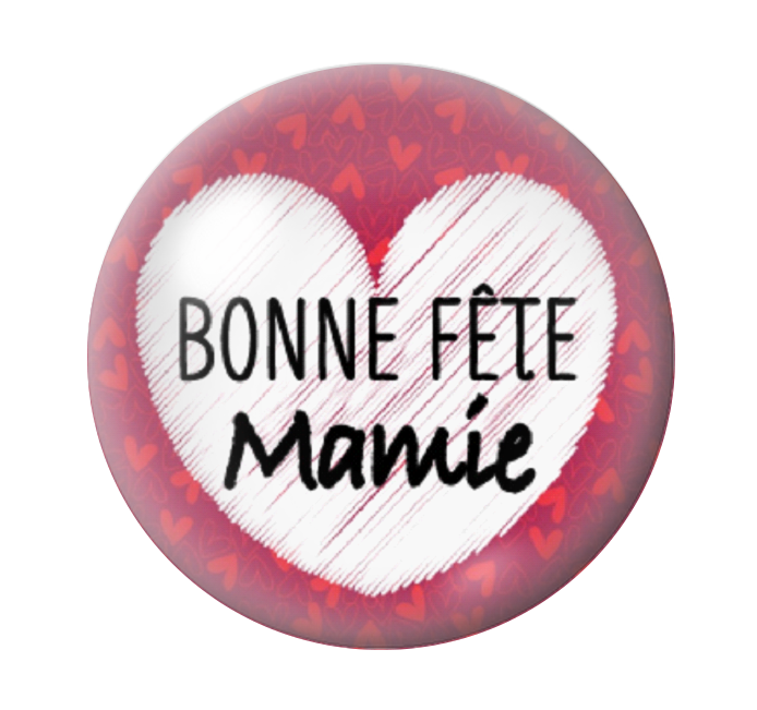 Cabochon en Verre Illustré "Bonne Fête Mamie" 12 à 25mm
