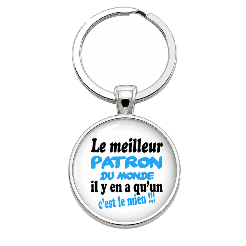 Porte-Clé Fait Main Le Meilleur Patron du Monde Verre 25mm
