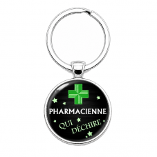 Porte-clé "Pharmacienne qui Déchire" Cadeau Original Humour Anniversaire Noël pour la Création de Bijoux Fantaisie - DIY