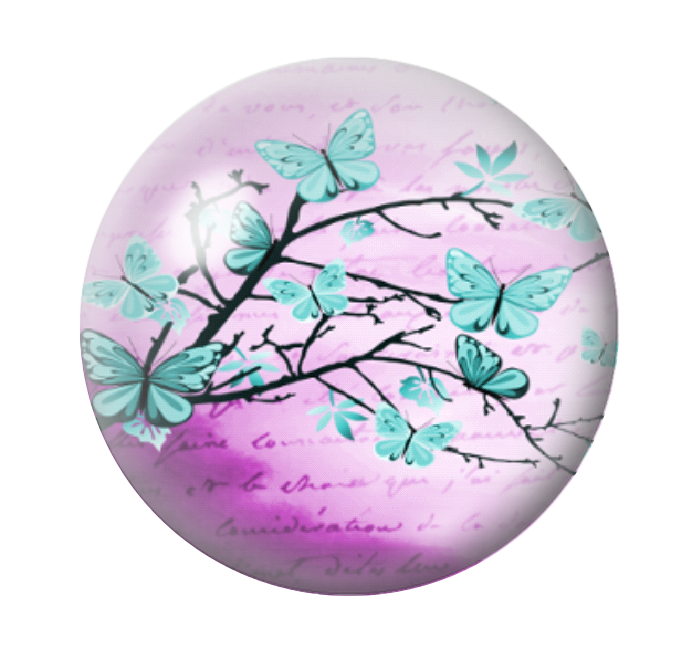 Cabochon en Verre Illustré Papillons 12 à 25mm