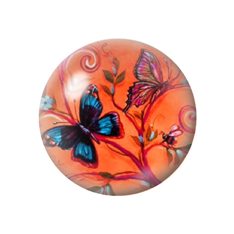 Cabochon en Verre Illustré Papillons 12 à 25mm