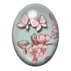 Cabochon en Verre Illustré Papillons Roses et Fleurs 13x18, 18x25 ou 30x40mm pour la création de bijoux fantaisie - DIY