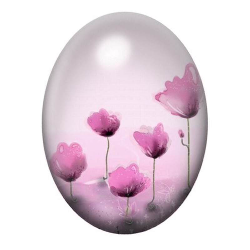 Cabochon en Verre Illustré Fleurs 13x18, 18x25 ou 30x40mm