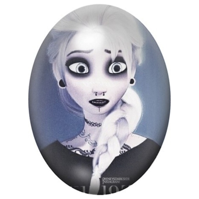 Cabochon en Verre Illustré Reine des Neiges Gothique 13x18, 18x25 ou 30x40mm