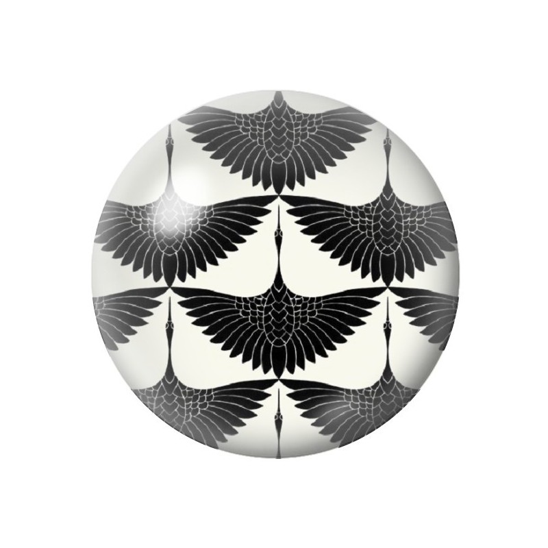 Cabochon en Verre Illustré Oiseaux Noir et Blanc 12 à 25mm