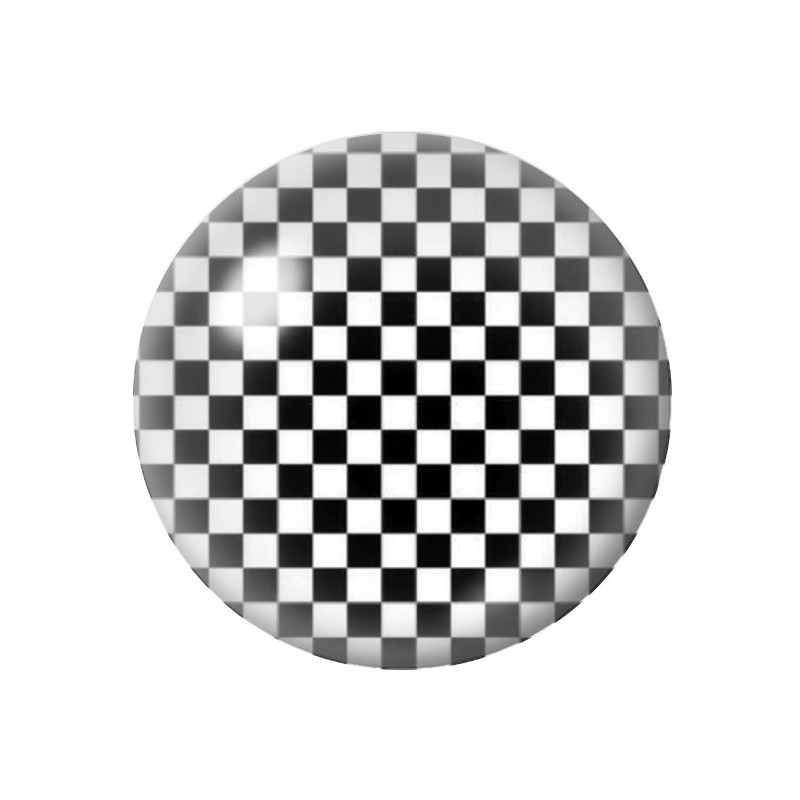 Cabochon en Verre Illustré Damier Noir et Blanc 12 à 25mm
