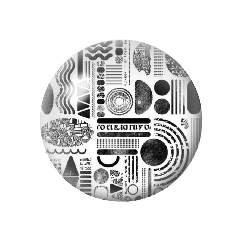 Cabochon en Verre Illustré Motif Ethnique Noir et Blanc 12 à 25mm