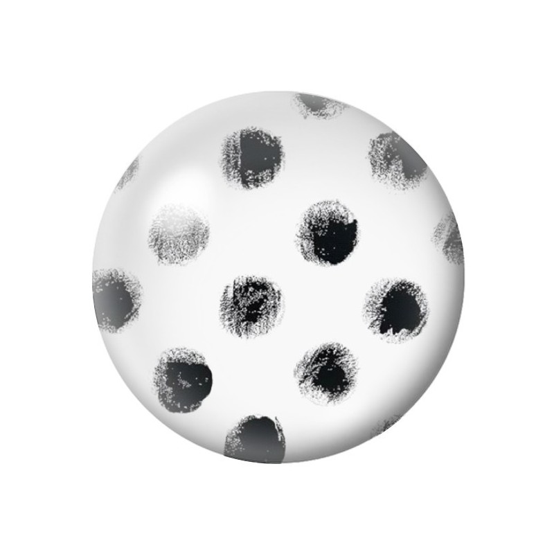 Cabochon en Verre Illustré Pois Noir et Blanc 12 à 25mm
