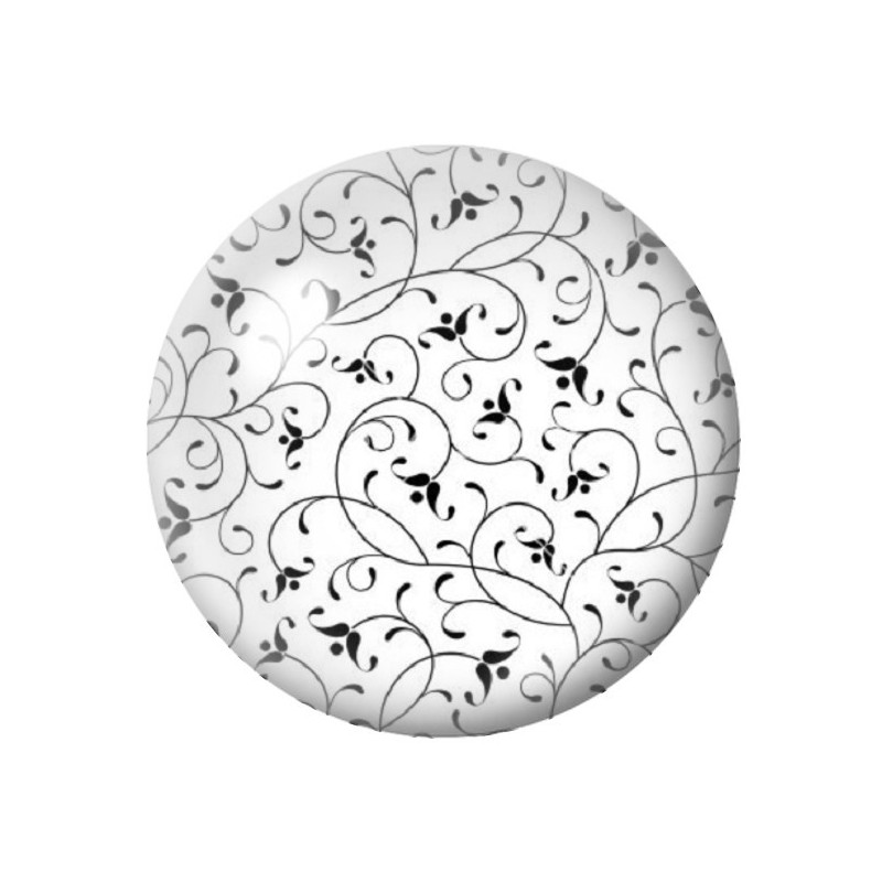 Cabochon en Verre Illustré Fleurs Noir et Blanc 12 à 25mm