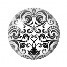 Cabochon en Verre Illustré Motif Damassé Noir et Blanc 12 à 25mm pour la Création de Bijoux Fantaisie - DIY
