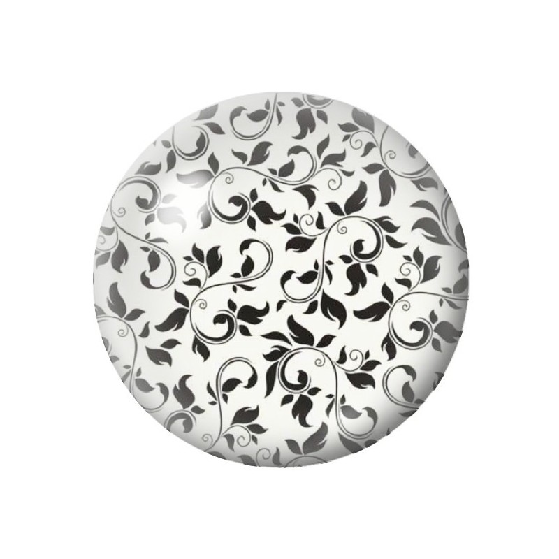 Cabochon en Verre Illustré Fleurs Noir et Blanc 12 à 25mm