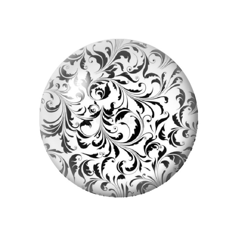 Cabochon en Verre Illustré Fleurs Noir et Blanc 12 à 25mm